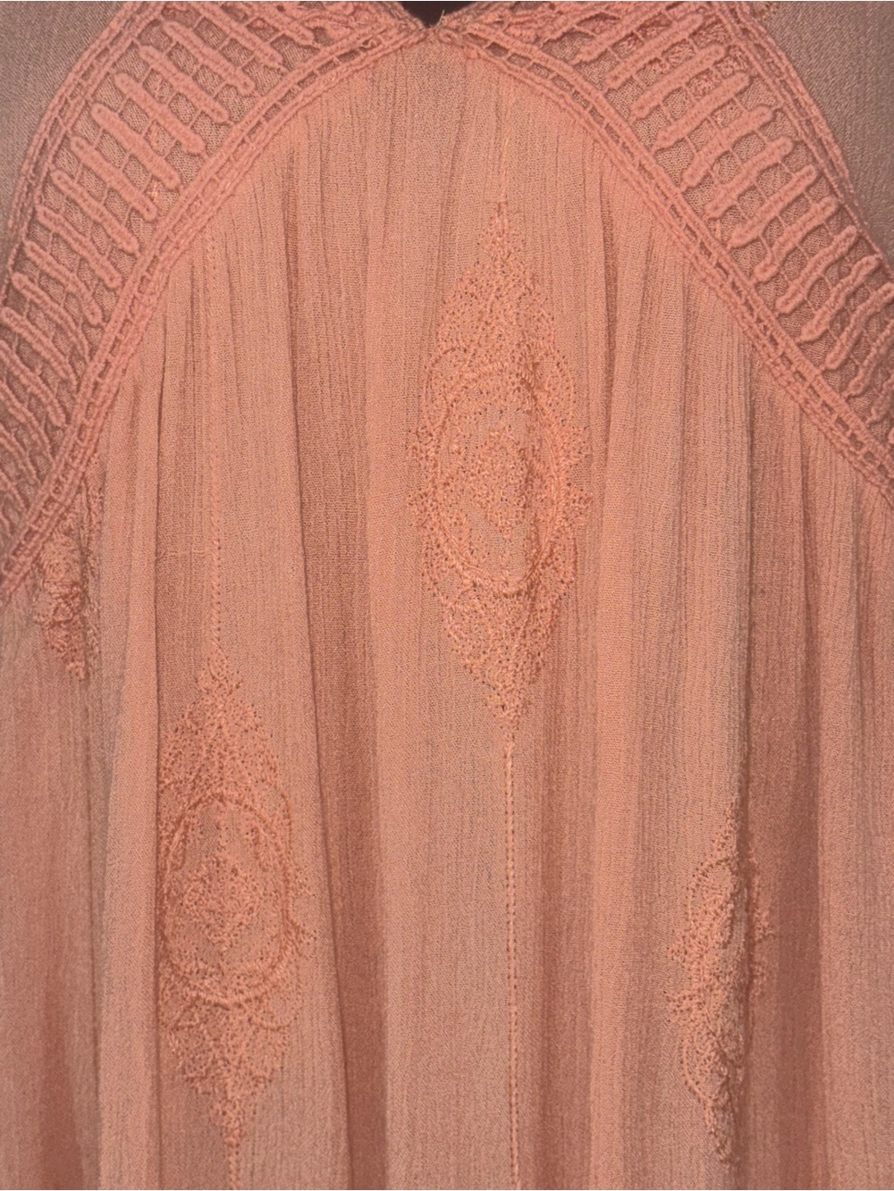 Knox Rose Peach Long-Sleeve Embroidered Boho Tunic Dress - Picture 4 of 12